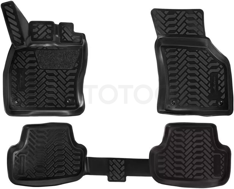 Ковры для VW Golf VII (12-), 4 шт., выс. борт, 3D с подпятником, ТЭП, черн.