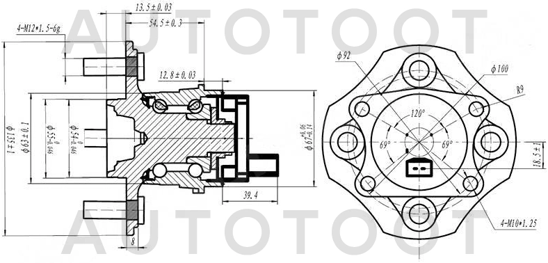 Ступица задняя левая=правая -ST424500D030 Sat для TOYOTA PLATZ, TOYOTA ECHO, TOYOTA FUN CARGO, TOYOTA VITZ, TOYOTA YARIS, TOYOTA YARIS VERSO