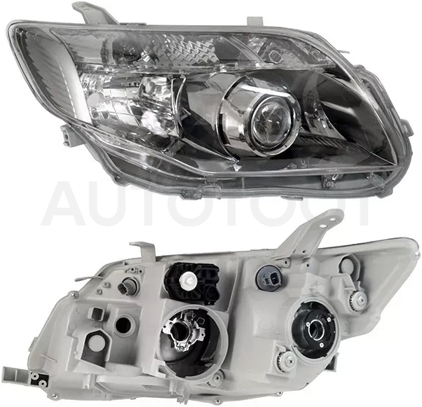 Фара Toyota Corolla Fielder (E140) 06-12 / Corolla Axio (E140) 06-12 (Справа/ Ксенон/Галоген/ С электрокорректором/ тёмная)