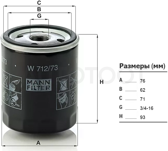 Фильтр масляный MAZDA3 03-13/ MAZDA5 05-/ MAZDA6 02-12/ MPV 02-06