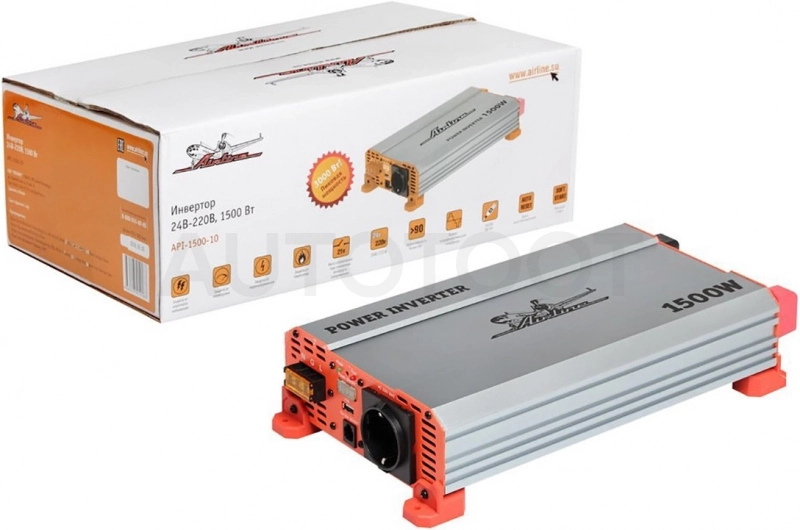 Преобразователь напряжения (инвертор) 24/220V 1500W AIRLINE - Артикул API150010 - Производитель Airline - Фото, Отзывы, Цены
