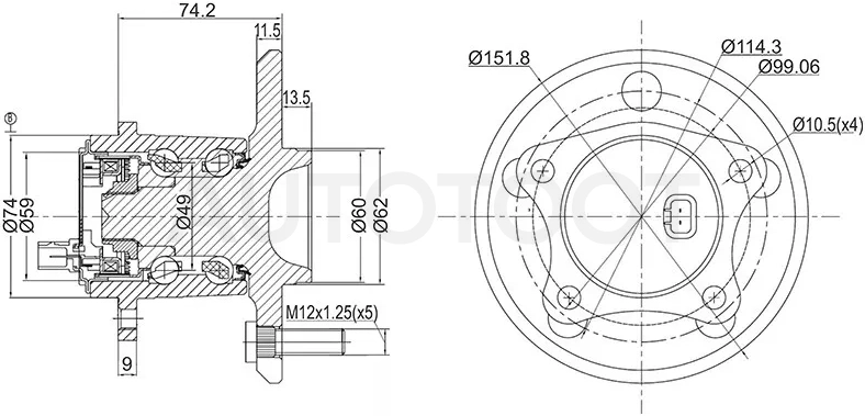 Ступичный узел задн./лев TOYOTA WINDOM MCV30/CAMRY ACV40 - Артикул ST4246006010 - Производитель Sat - Фото, Отзывы, Цены