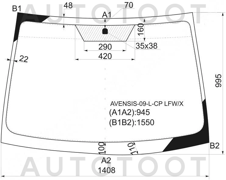 Стекло лобовое в клей -  для TOYOTA AVENSIS