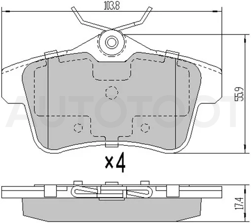 Колодки тормозные (Сзади) Citroen C4 10-16 / Peugeot 308 07-11 / Citroen DS4 12-16 / Peugeot 3008 10-17 / 5008 09-17 / 508 10-14