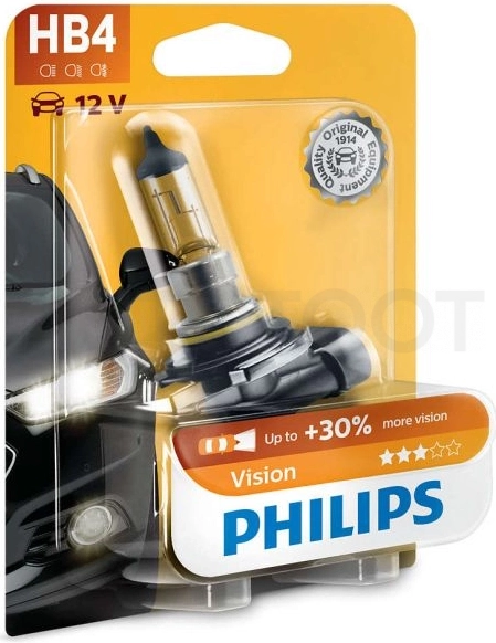 Лампа автомобильная HB4 PHILIPS Vision Premium P22d+30%