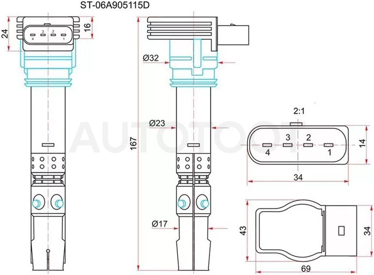 Катушка зажигания VAG A3/A4/A6/OCTAVIA 97-10/SUPERB 01-08/BORA 00-05/PASSAT 00-05/POLO 1.8T