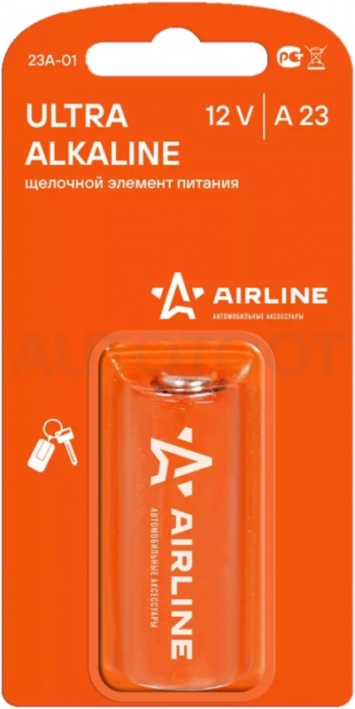 Батарейка A23 12V для брелоков сигнализаций щелочная 1 шт. - Артикул 23A01 - Производитель Airline - Фото, Отзывы, Цены