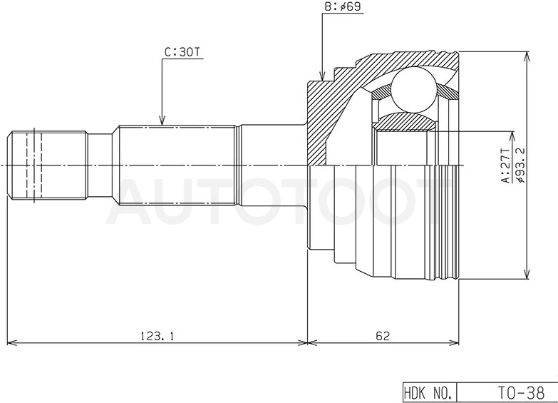 Шрус (Спереди/ Наруж) Toyota Hilux Pick Up 01-15 / Land Cruiser Prado (J90) 96-02 / 4Runner 95-02 / Hilux Surf 95-02