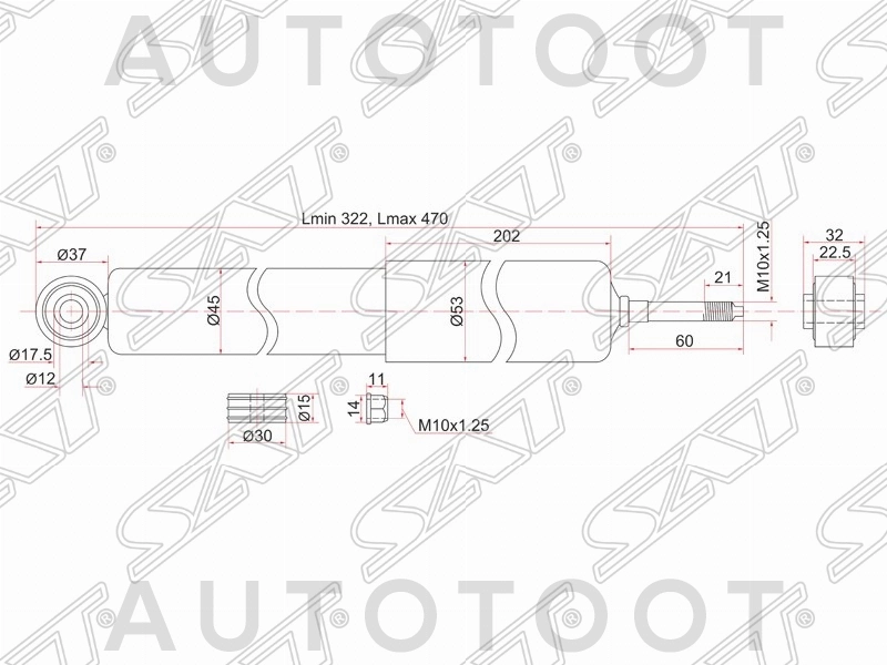 Амортизатор передний левый=правый -  для TOYOTA TOWN ACE