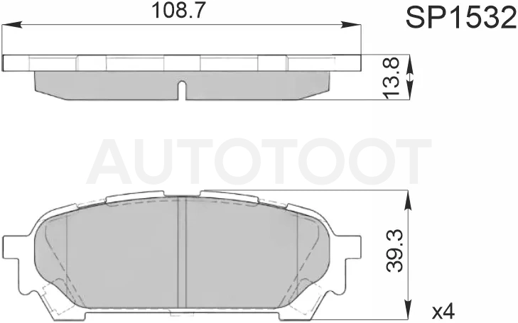 Колодки тормозные (Сзади) Subaru Forester 02-08 / Impreza 00-07 / Impreza WRX 05-07