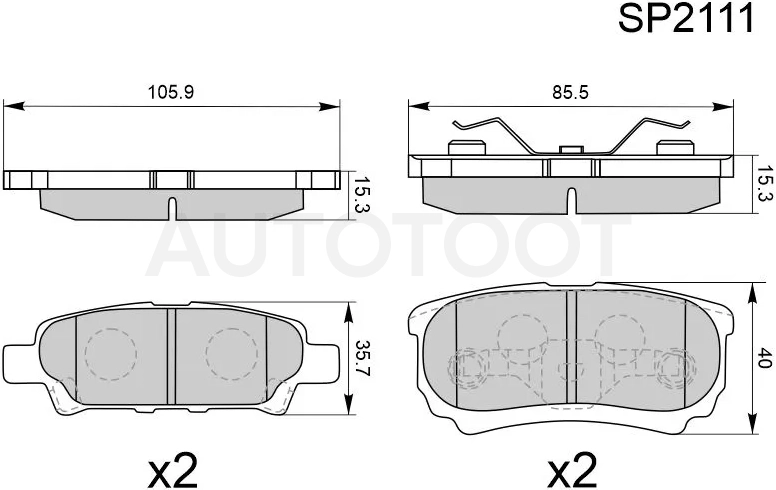 Колодки тормозные (Сзади) Mitsubishi Lancer 02-17 / Outlander 02-12 / Dodge Caliber 06-12 / Jeep Compass 06-15 / Liberty 01-07 / Mitsubishi Airtrek 01-05 / Galant Fortis 07-15 / Lancer Cedia 00-03 / Lancer Evolution 07-17