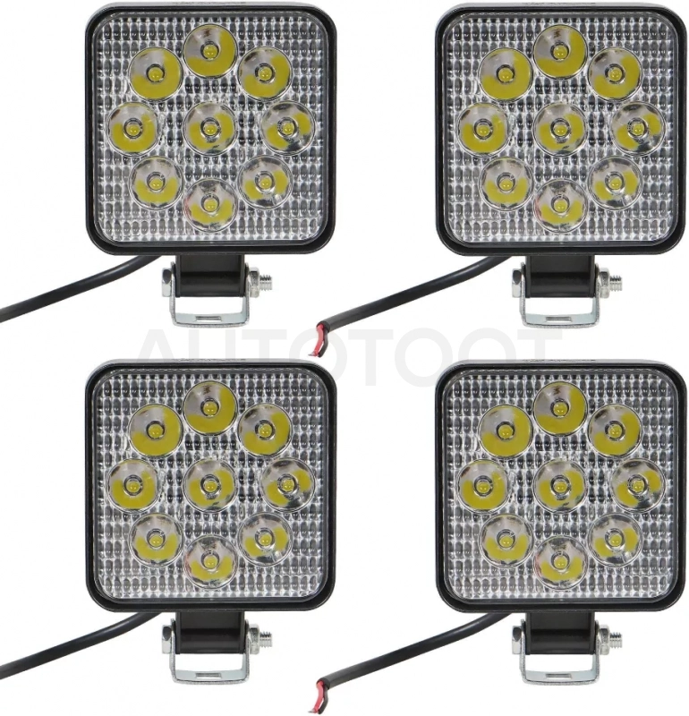 Фара светодиод. квадратная, 9LED, направленный свет, 9Вт, 83х83х22мм, 12В, кмпл. 4шт., STANDART