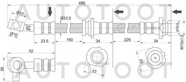Шланг тормозной передний правый -ST462106N000 Sat для NISSAN SUNNY