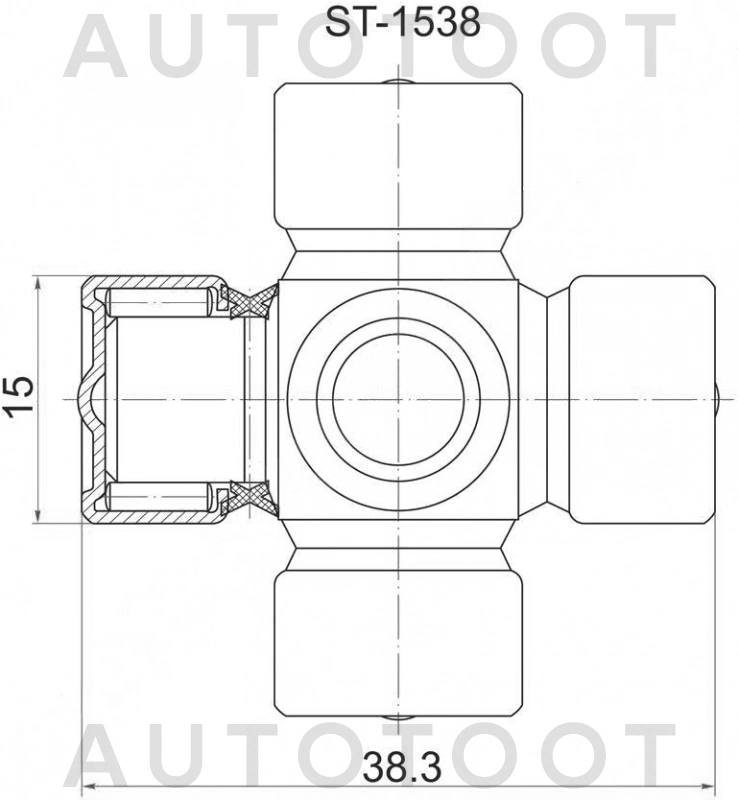 Крестовина рулевого кардана 15*38 -  для NISSAN MARCH, TOYOTA VISTA