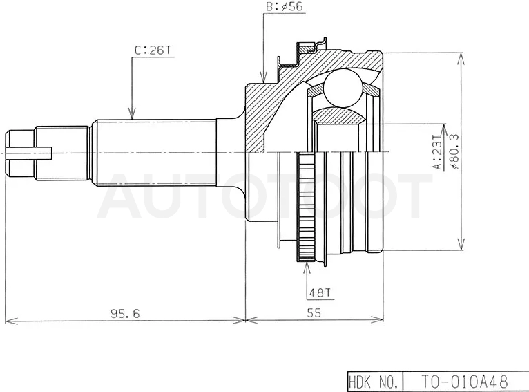 Шрус (Спереди/ Наруж) Toyota Caldina (T190,T210) 92-02 / Corolla 83-02
