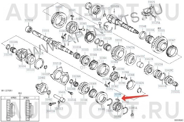 Сухарь шестерни МКПП 3339452020 -  для TOYOTA AVENSIS, TOYOTA COROLLA, TOYOTA COROLLA FIELDER, TOYOTA COROLLA AXIO, TOYOTA COROLLA VERSO, TOYOTA MATRIX, TOYOTA RAV4, TOYOTA VITZ, TOYOTA PLATZ
