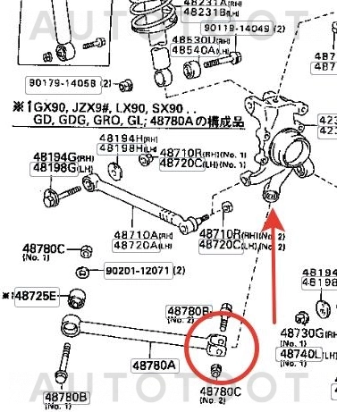 Сайлентблок задней продольной тяги задний -ST4230530040F Sat для TOYOTA CHASER, TOYOTA CRESTA, TOYOTA CROWN, TOYOTA MARK 2