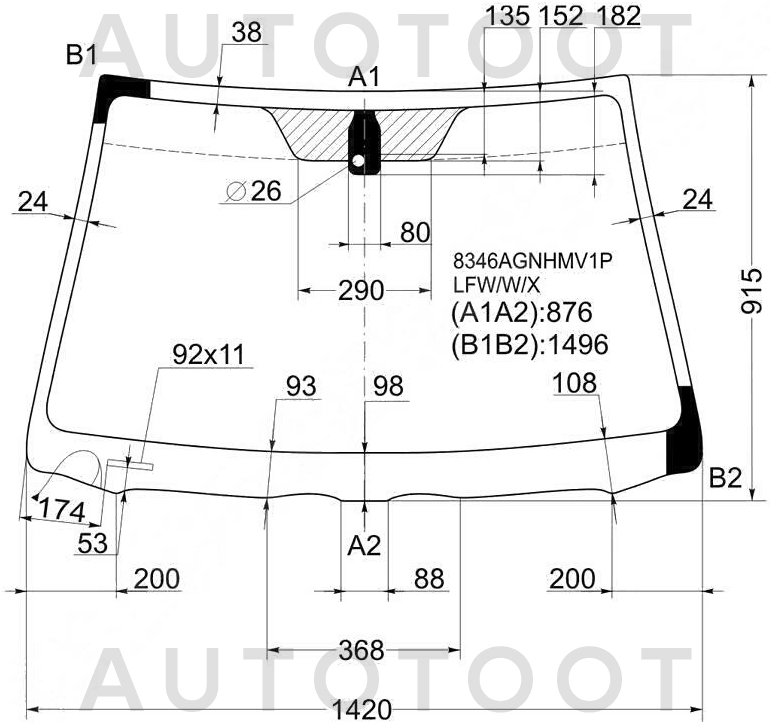 Стекло лобовое с обогревом в клей -  для TOYOTA AVENSIS