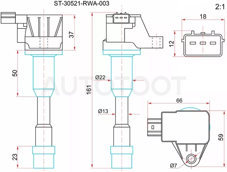 Катушка зажигания RR HONDA CIVIC 06-12/FIT/JAZZ 02-08/INSIGHT 09-14 L12/L13