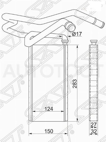 Радиатор отопителя салона -STTY913950 Sat для TOYOTA LAND CRUISER PRADO, TOYOTA FJ CRUISER, TOYOTA HILUX, TOYOTA 4RUNNER / SURF, LEXUS GX470