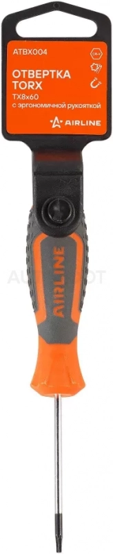 Отвертка TORX TX8x60, магнитный наконечник, пласт.подвес - Артикул ATBX004 - Производитель Airline - Фото, Отзывы, Цены