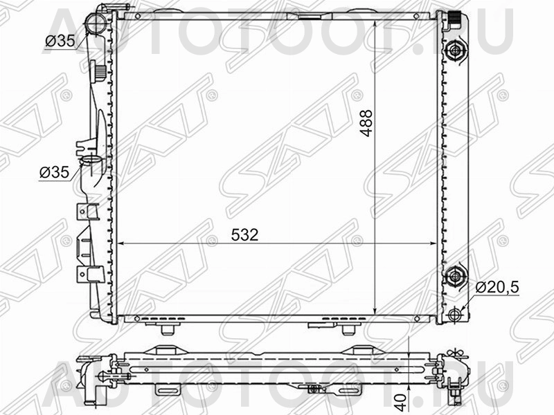 Радиатор охлаждения 2.6 /2.8 /3.0 /3.2 /3.6 с кондиционером -MB0001 Sat для MERCEDES E-CLASS