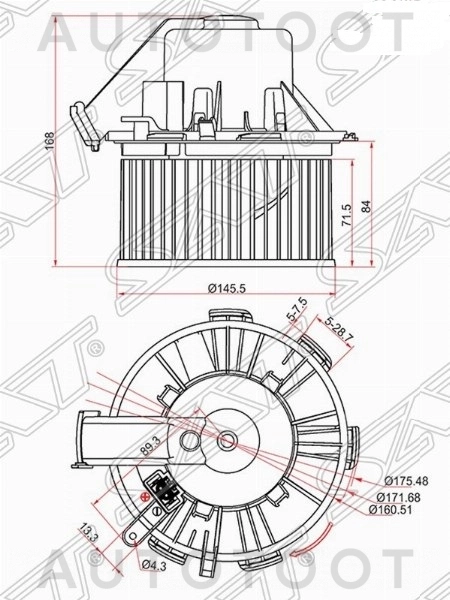 Мотор отопителя салона -STA0008356107 Sat для MERCEDES SPRINTER, VOLKSWAGEN CRAFTER