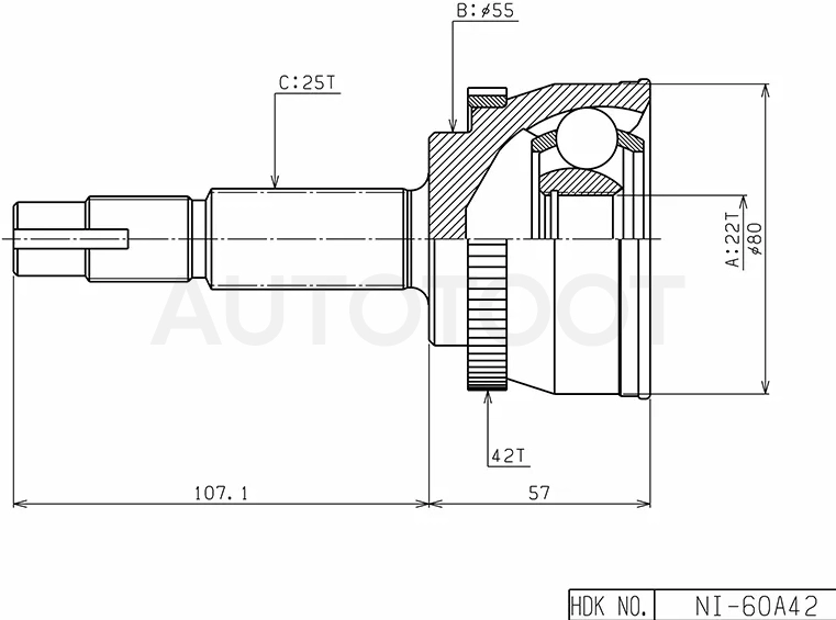 Шрус (Спереди/ Наруж) Nissan AD 90-08 / Almera 95-06 / Sunny 90-04 / Wingroad 96-18