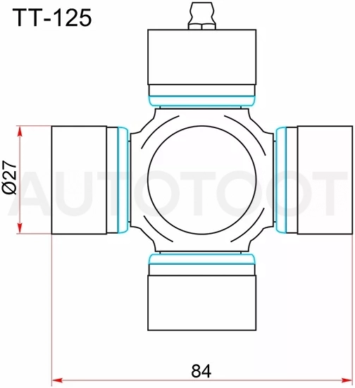 Крестовина карданного вала TOYOTA FORTUNER/HILUX 06-12 с тавотницей - Артикул TT125 - Производитель Toyo - Фото, Отзывы, Цены