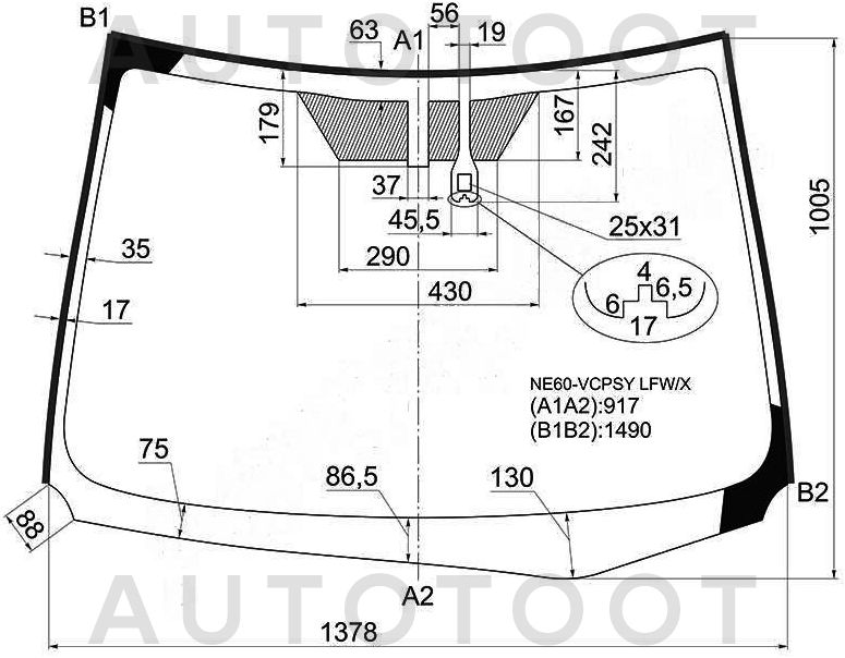 Стекло лобовое в клей -  для TOYOTA AURIS