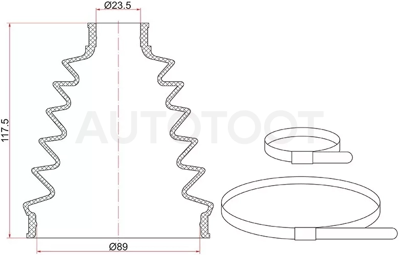 Пыльник ШРУСа наружный TOYOTA CAMRY ACV4# 06-09/RAV4 ACA2# 2AZFE 03-05/IPSUM ACM2# 01-09/HONDA ACCORD CU 02-08