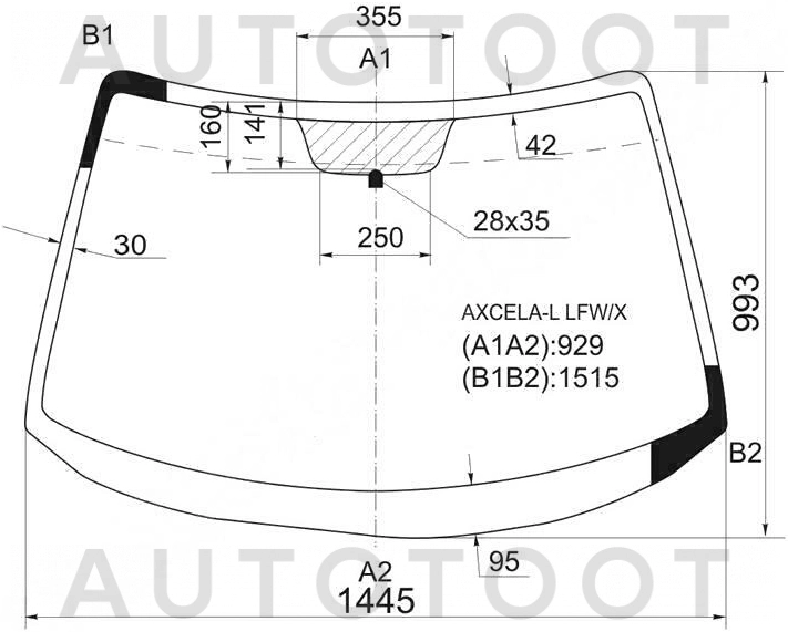 Стекло лобовое в клей -  для MAZDA 3 (AXELA)