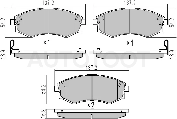 Колодки тормозные (Спереди) Nissan Serena 91-01 / Toyota Hilux Pick Up 04-11 / Hyundai Galloper 97-03 / Nissan Largo 93-99 / Prairie 88-95