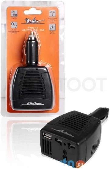 Преобразователь напряжения (инвертор) 12/220V 75W+ USB AIRLINE