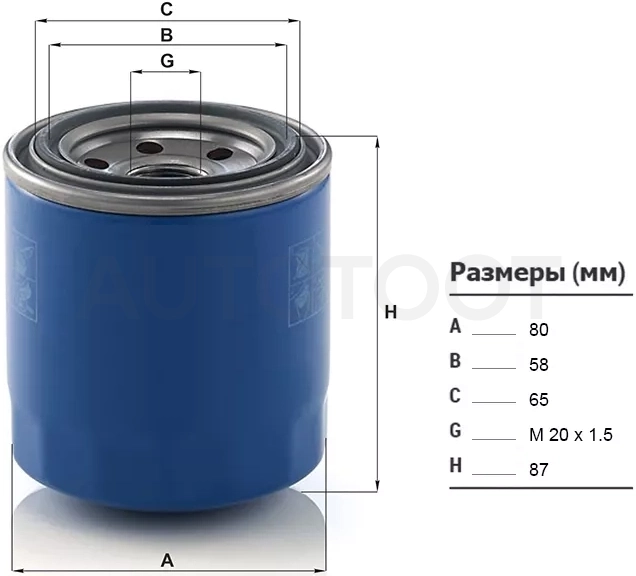 Фильтр масляный HYUNDAI SOLARIS 1.4/1.6 11-/SANTA FE 2.4/2.7 00-12/TUCSON 2.0/2.7 04-10/GETZ 02-06/K