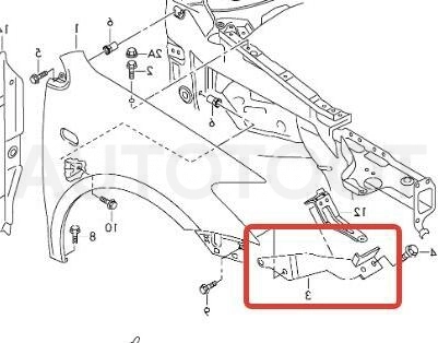 Крепление крыла правое (металл) -ST3200012 Sat для VOLKSWAGEN POLO