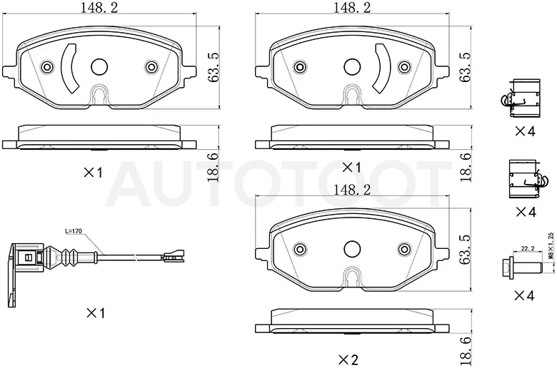Колодки тормозные (Спереди) Audi A3 20- / Skoda Octavia 19-24 / Volkswagen Golf 19