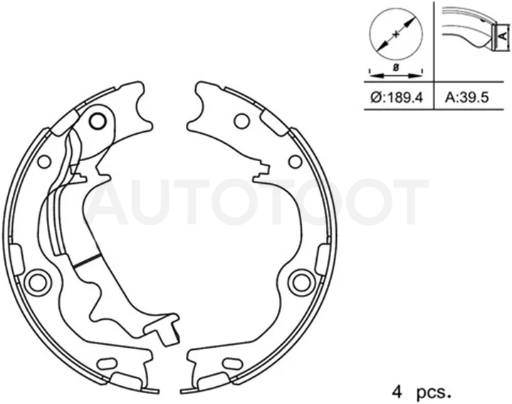 Колодки тормозные барабанные (Сзади/ Стояночный тормоз) Hyundai ix35 09-15 / Tucson 09-15