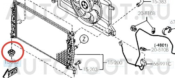 Втулка крепления радиатора нижняя -  для MAZDA 3 (AXELA)