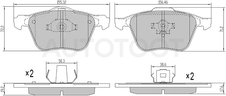 Колодки тормозные (Спереди) Volvo S60 00-04 / XC90 02-19 / S80 98-03 / V70 00-04