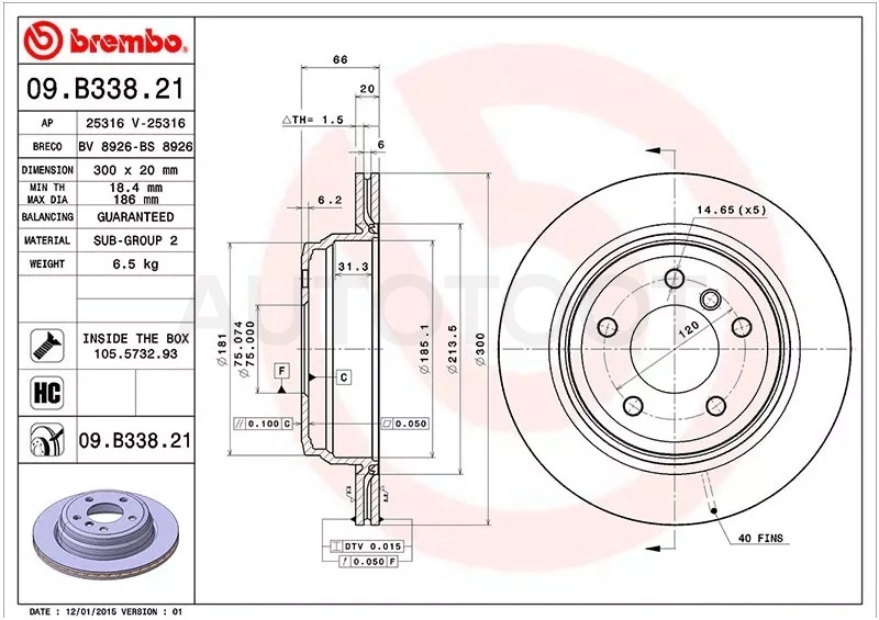 Диск тормозной (Сзади) BMW 1-Series 04-13 / 3-Series 05-14