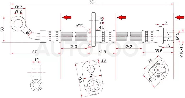Шланг тормозной передний (Таиланд) HONDA CIVIC 01-/STEPWGN 15-21 RH