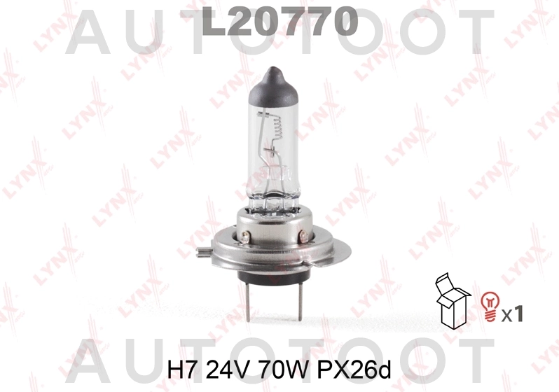 Лампа H7 24V 70W PK22S LYNXauto - Артикул L20770 - Производитель LYNXauto - Фото, Отзывы, Цены