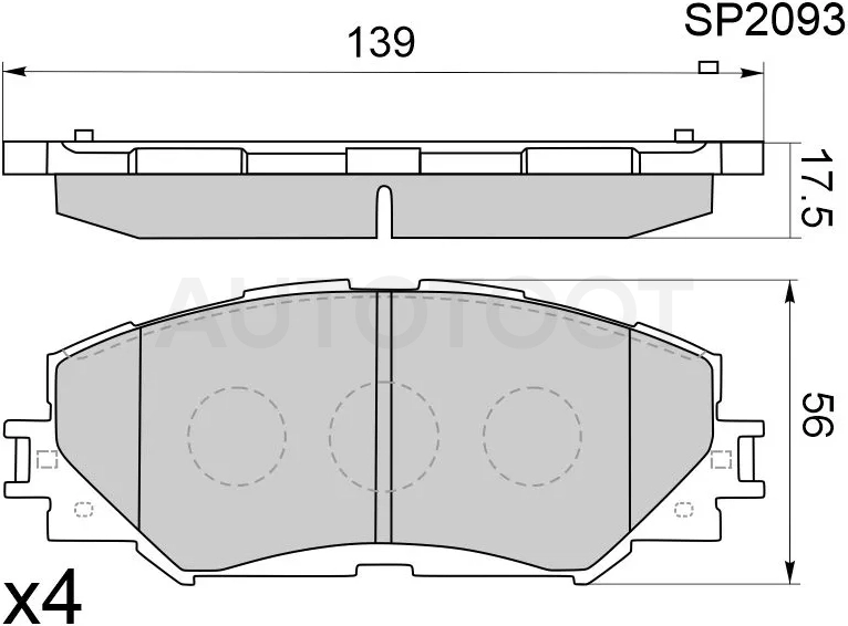 Колодки тормозные (Спереди) Toyota Allion (T260) 07-21 / Corolla (E150,E180,E120) 00-19 / Corolla Fielder (E140) 06-12 / Noah 07-22 / Scion xD 07-14 / Subaru Trezia 10-16 / Toyota Auris 06-18 / Corolla Axio (E140) 06-12 / Corolla Rumion 07-15 / Corolla US