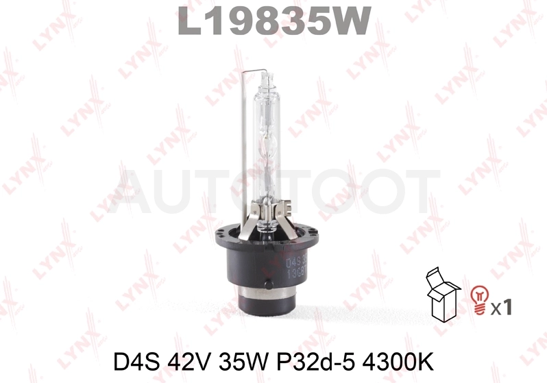 Лампа ксенон D4S 35W P32d-5, 4300K LYNXauto