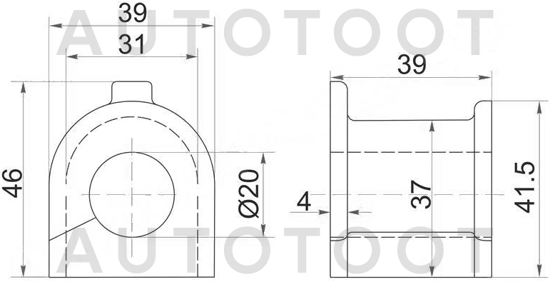 Втулка заднего стабилизатора d=20mm -ST4881821080 Sat для TOYOTA AVENSIS, TOYOTA CALDINA