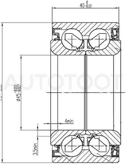 Подшипник передней ступицы HONDA CR-V RD4-7, EDIX BE#, ELEMENT с ABS