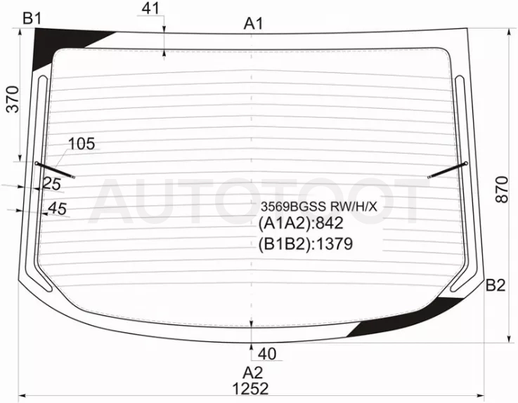Стекло заднее (Цвет зеленый/ Обогрев/ Антенна/ 4D SED) Ford Mondeo 07-15