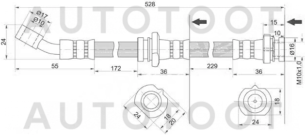 Шланг тормозной передний левый -ST462100M017 Sat для NISSAN ALMERA, NISSAN PULSAR, NISSAN SUNNY