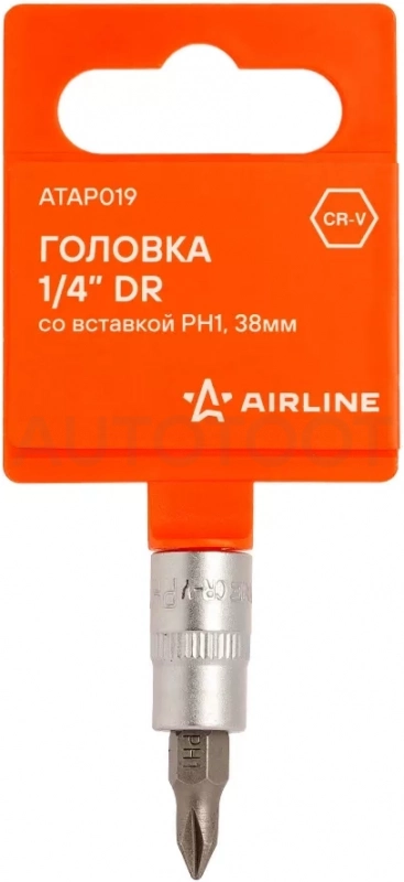 Головка 1/4" со вставкой PH1, L=38мм - Артикул ATAP019 - Производитель Airline - Фото, Отзывы, Цены